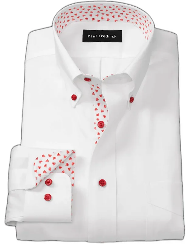 Valentine's Day Comfort Stretch Non-iron Solid Dress Shirt With Contrast Trim