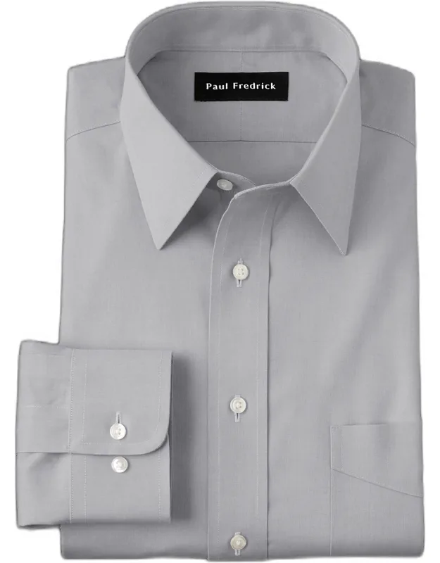 Tailored Fit Non-iron Cotton Pinpoint Solid Point Collar Dress Shirt