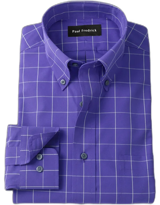 Non-iron Cotton Windowpane Dress Shirt