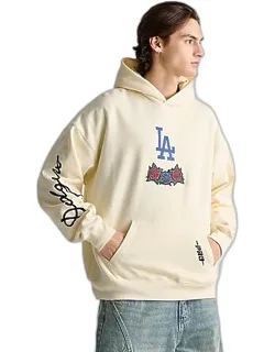 Los Angeles Dodgers Mlb Waves And Roses Drop Shoulder Pullover Hoodie