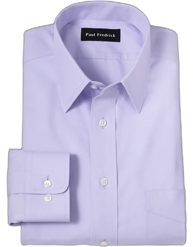 Non-iron Cotton Pinpoint Solid Point Collar Dress Shirt