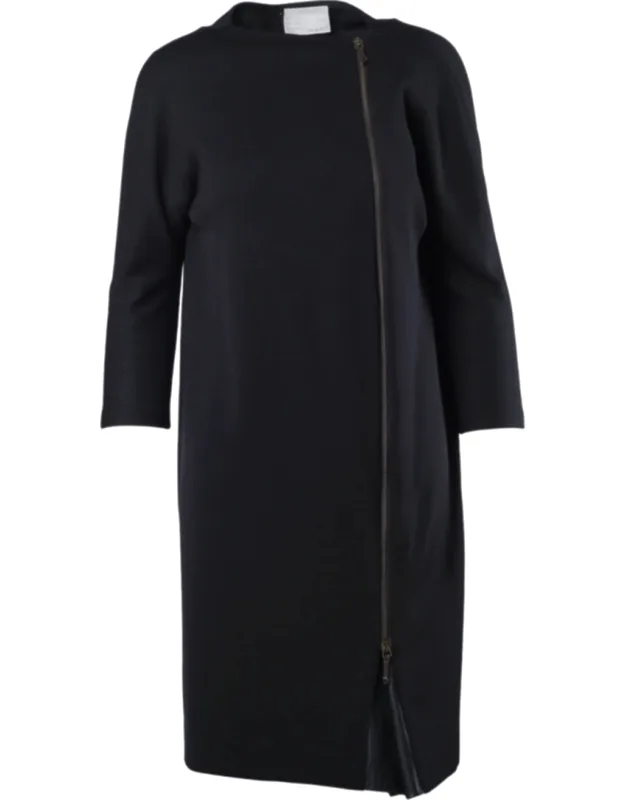 Wool Faux Leather Combo Dress - '00s