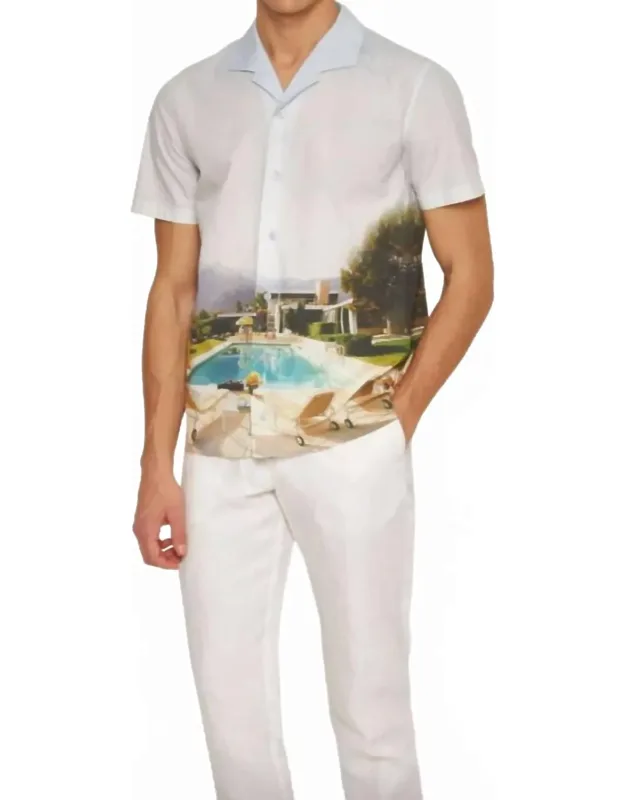 Hibbert Photographic Cotton Shirt In Kaufmann Cocktail