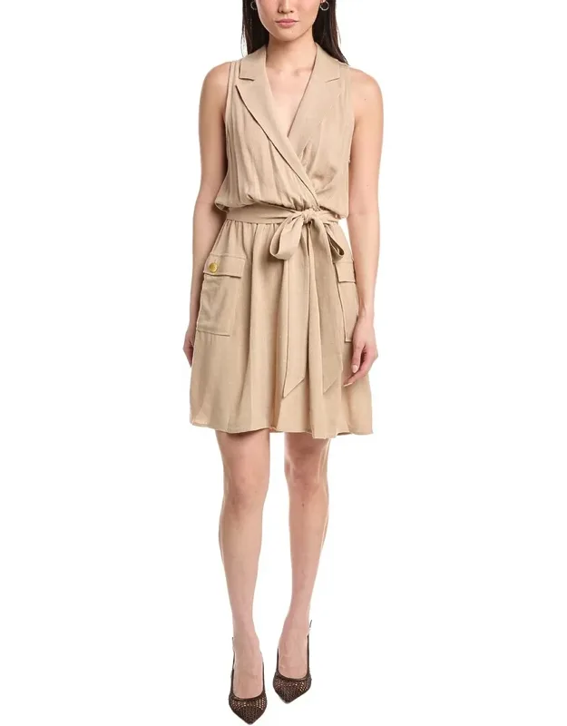 Military Linen-blend Mini Dress