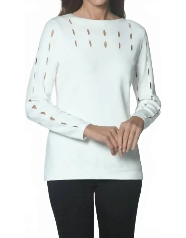 Cutout Jewel Neck Knit Sweater