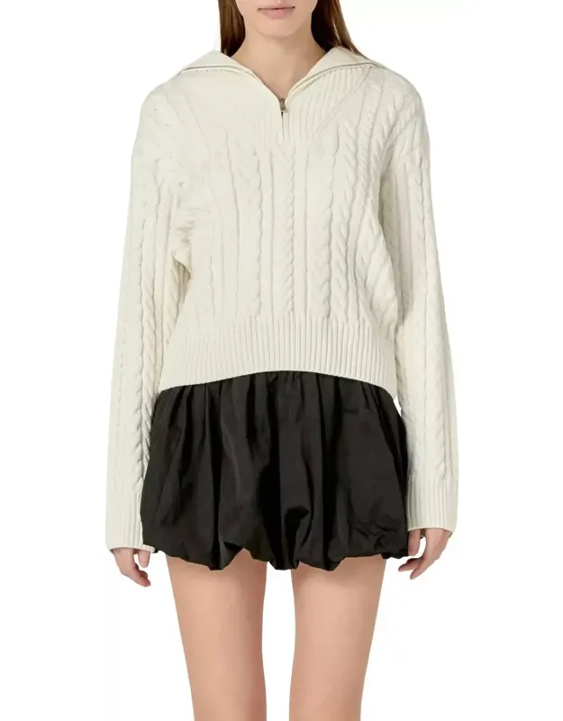 Zip Up Knit Top Sweater