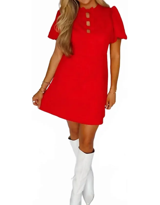 Ribbon Front Puff Sleeve Mini Dress