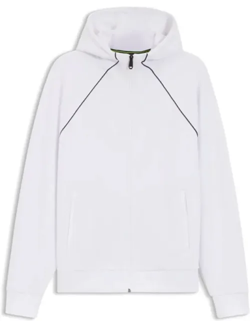 Piping-detail Zip-up Hoodie