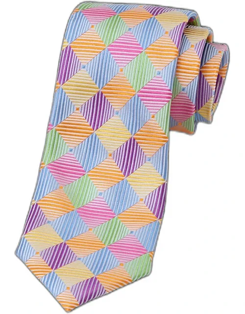 Geometric Woven Tie - Silk, Approximately 3 1/8'' Width