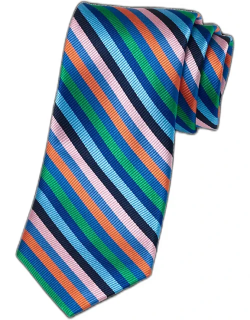 Stripe Tie Woven Silk 3 1/8'' Width