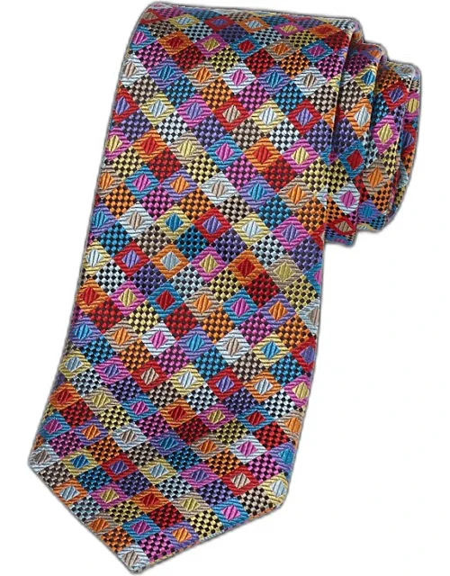 Geometric Woven Silk Tie, Approximately 3 1/8'' Width, Imported
