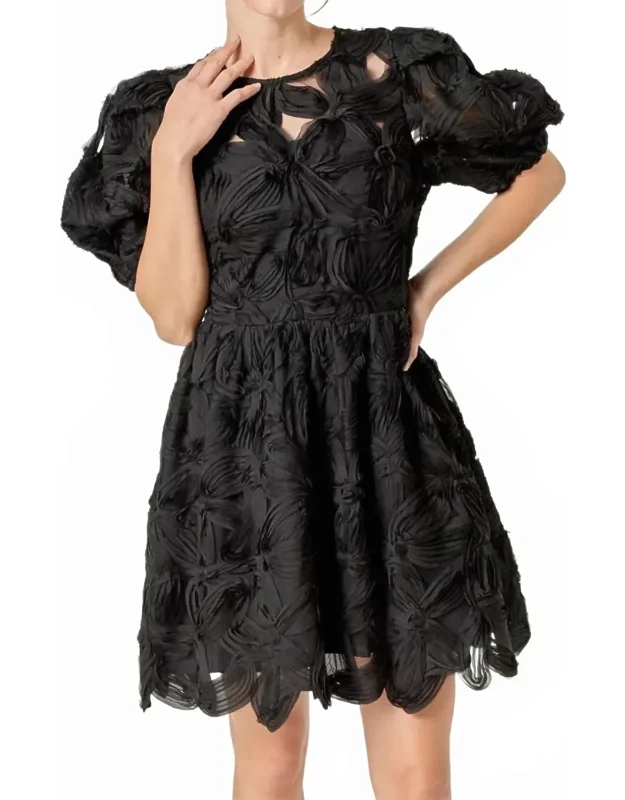 Flower Embellished Mini Dress