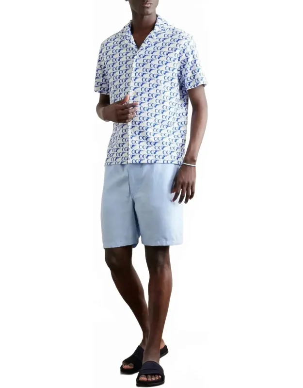 Howell Camp Collar Printed Cotton Terry Shirt