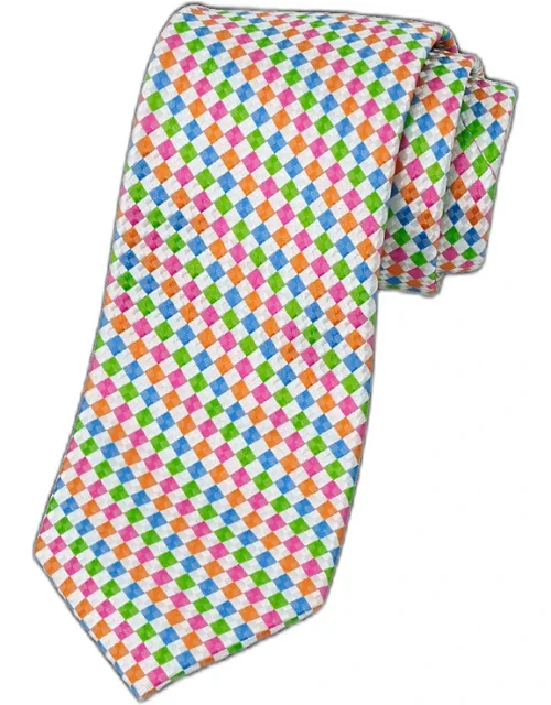 Geometric Woven Silk Tie, Approximately 3 1/8'' Width, Imported