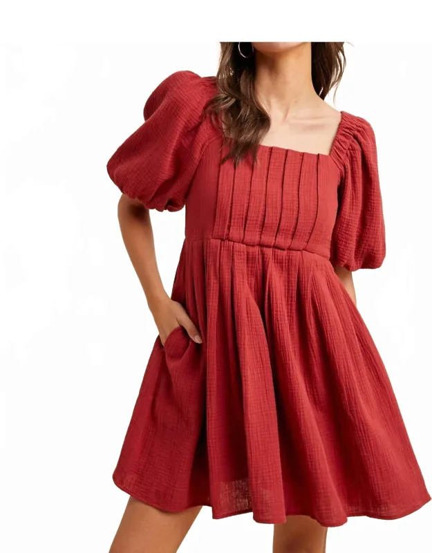 Sweetheart Puff Sleeve Mini Dress