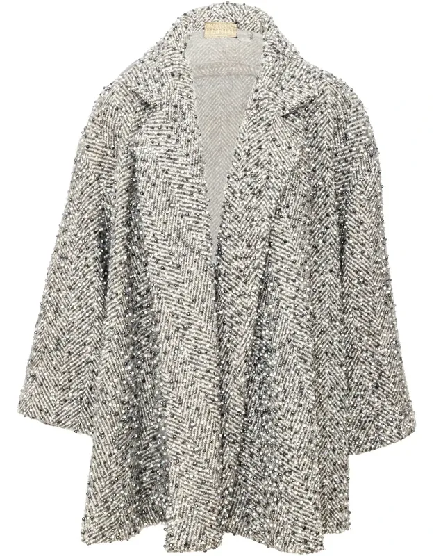 Beaded Herringbone Coat - '80s