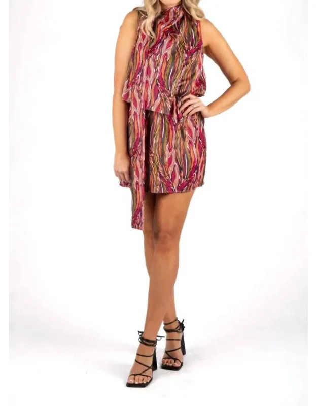 Sleeveless Mini Dress In Wavy Stripes