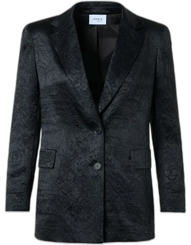 Crinkled Satin Blazer