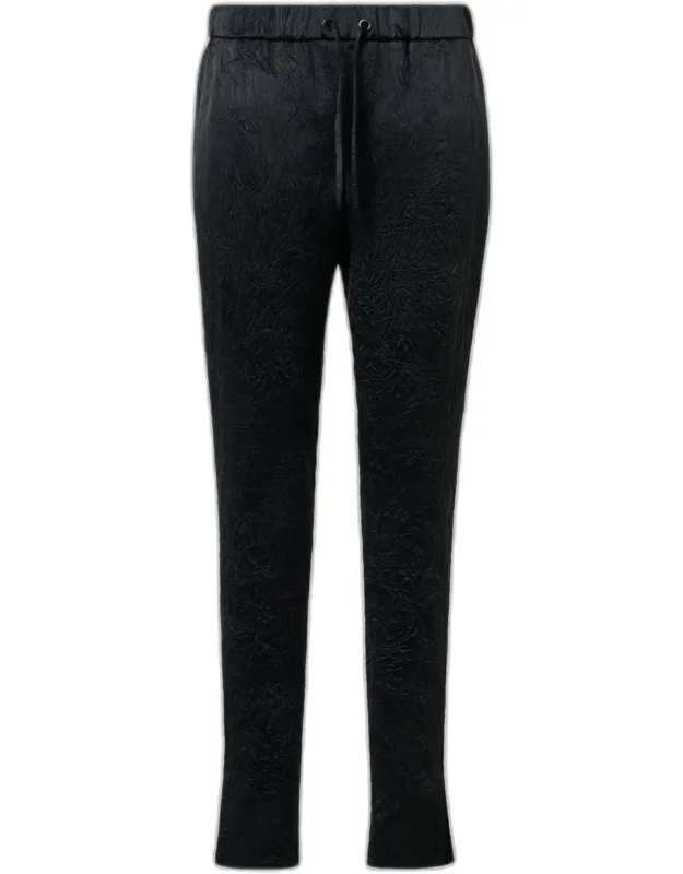 Crinkled Satin Ankle Jogger Pants