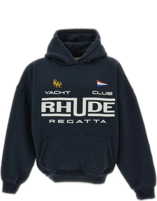 Hooded Sweatshirt With Front Print And Kangaroo Pocket