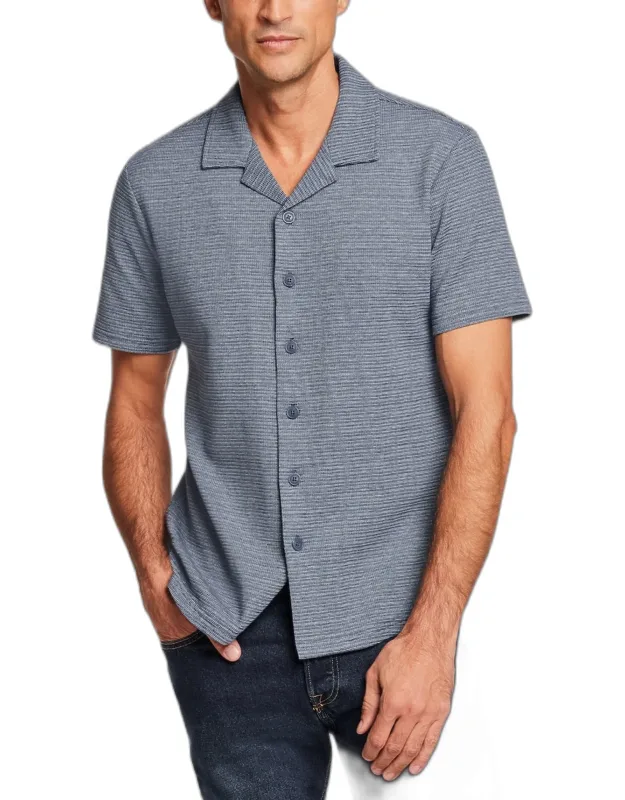 Weatherproof Vintage Traditional Fit Variegated Microstripe Coatfront Knit Casual Shirt