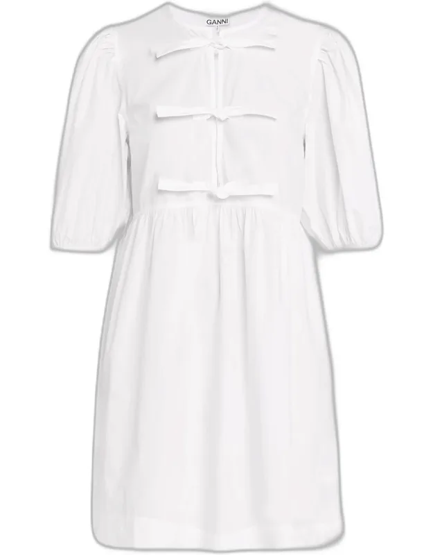 Cotton Poplin Tie-front Mini Dress