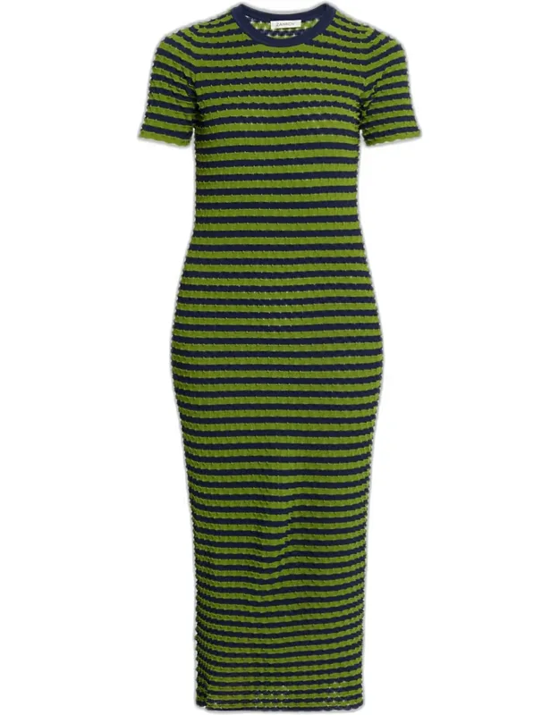 Striped Popcorn Knit Maxi Dress
