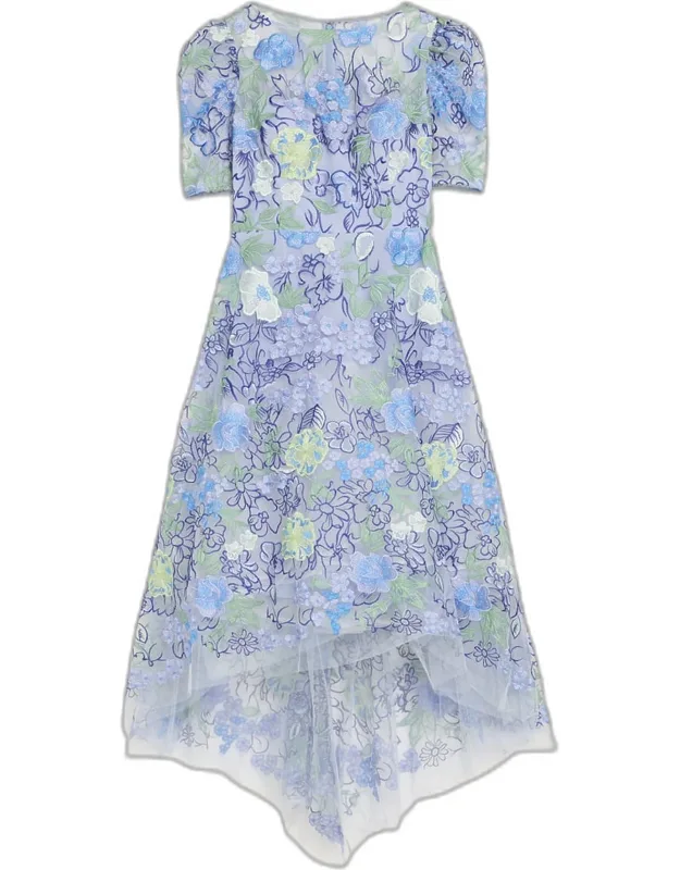 High-low Embroidered Tulle Maxi Dress