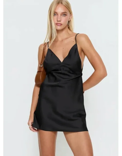 Adette V Neck Satin Mini Dress