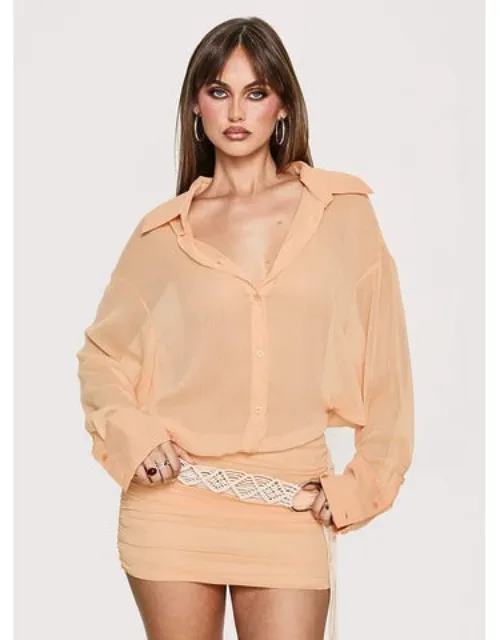 Moonrising Long Sleeve Sheer Blouson Mini Dress