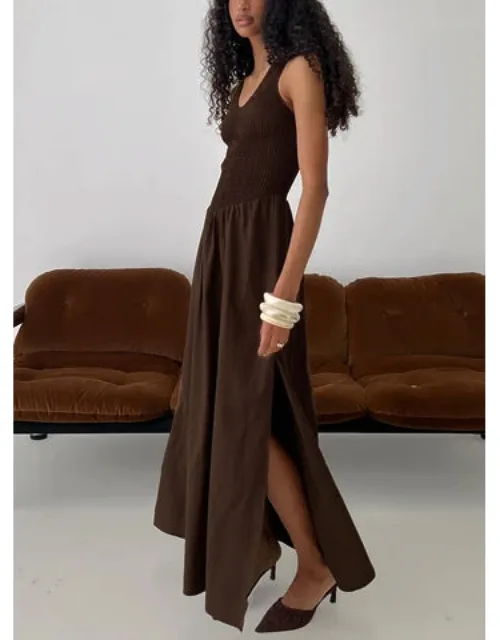 Drop Waist Pleat Detail Maxi Dress