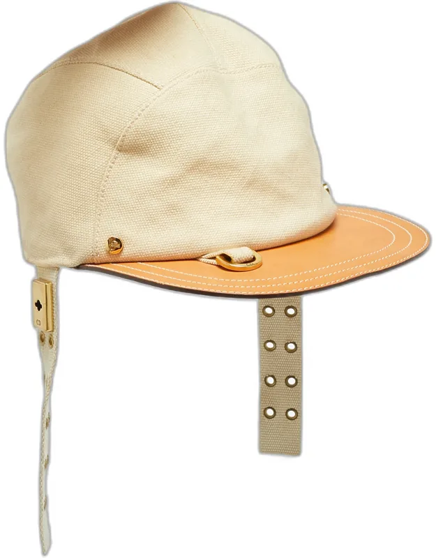 Vintage Linen Blend And Leather Cap
