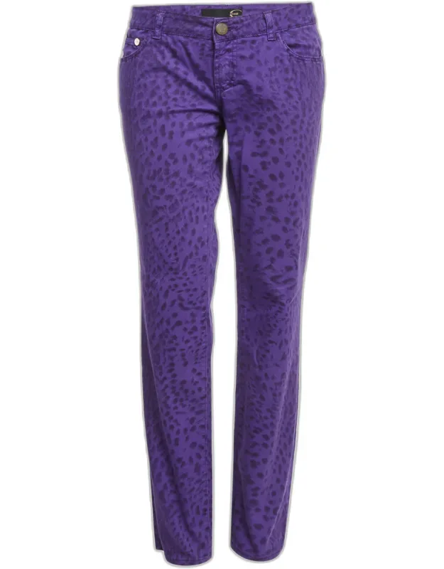 Denim Leopard Print Straight Fit Jeans