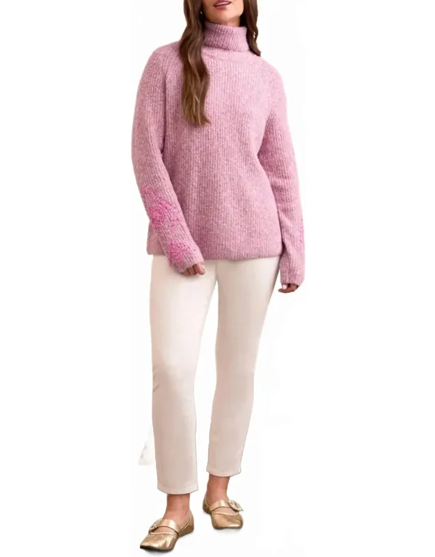 Embroidery Turtleneck Sweater