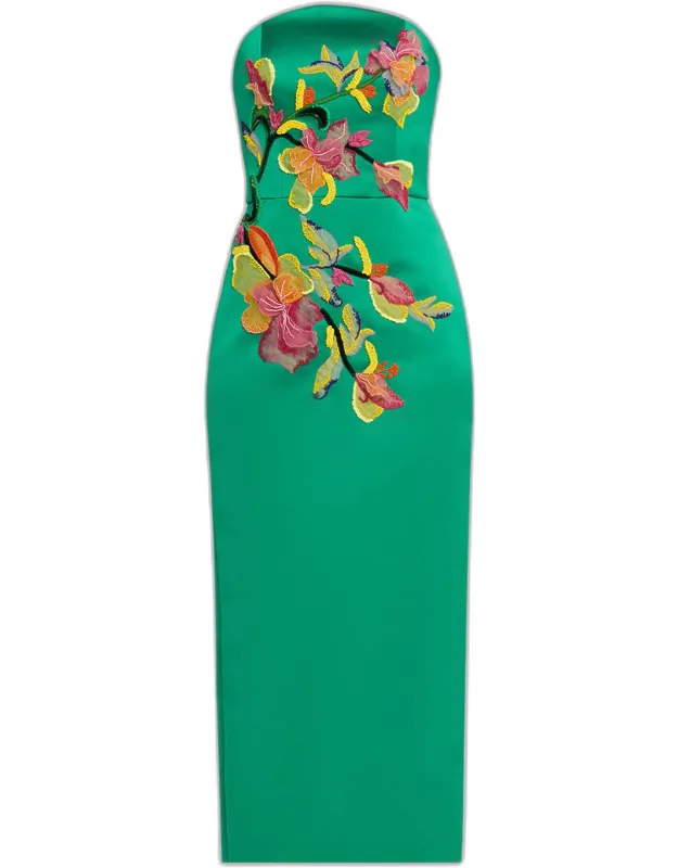 Embroidered Column Cocktail Dress