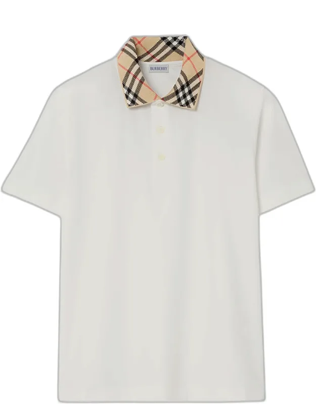 Check-collar Cotton Polo Shirt