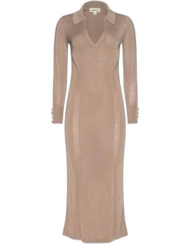 Delma Collared Knit Midi Dress