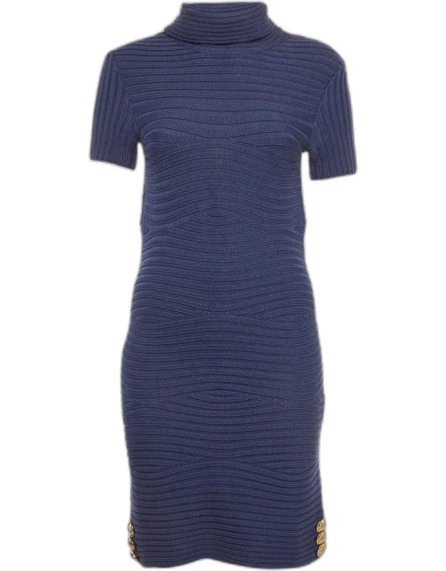 Wool Knitted Turtleneck Mini Dress