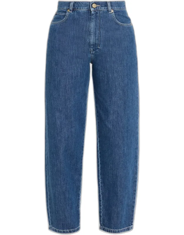 Cropped Cotton Denim Candle-leg Jeans