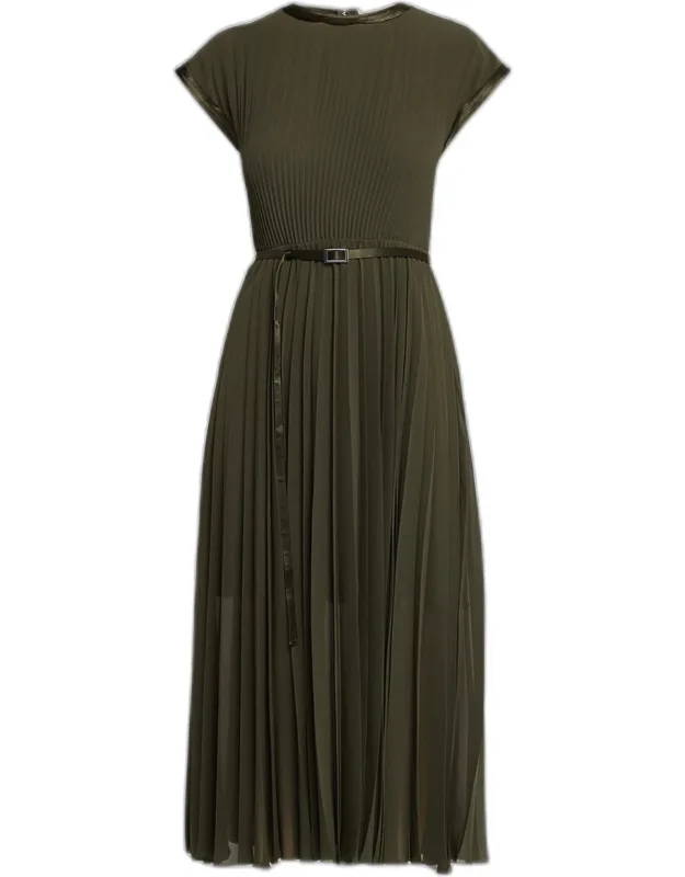 Pleated Chiffon Midi Dress