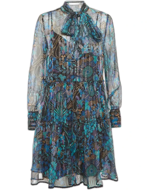 Floral Print Chiffon Tiered Mini Dress