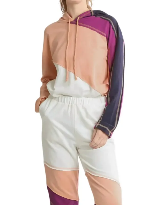 French Terry Colorblock Stitch Detail Sweater