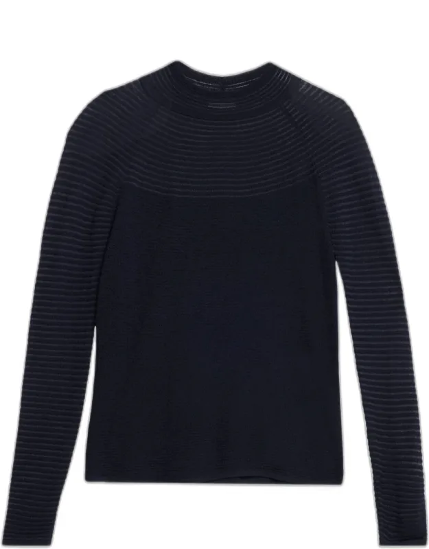 Textured Striped Raglan-sleeve Sweater