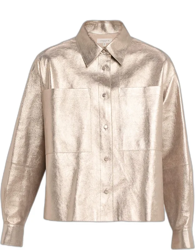 Cropped Metallic Suede Shirt