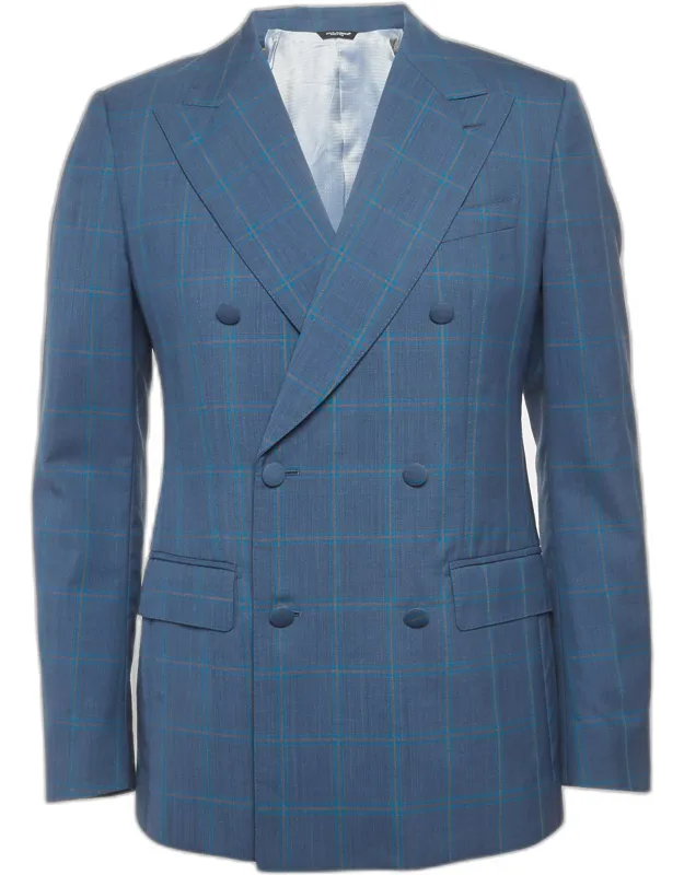 Check Pattern Double Breasted Blazer