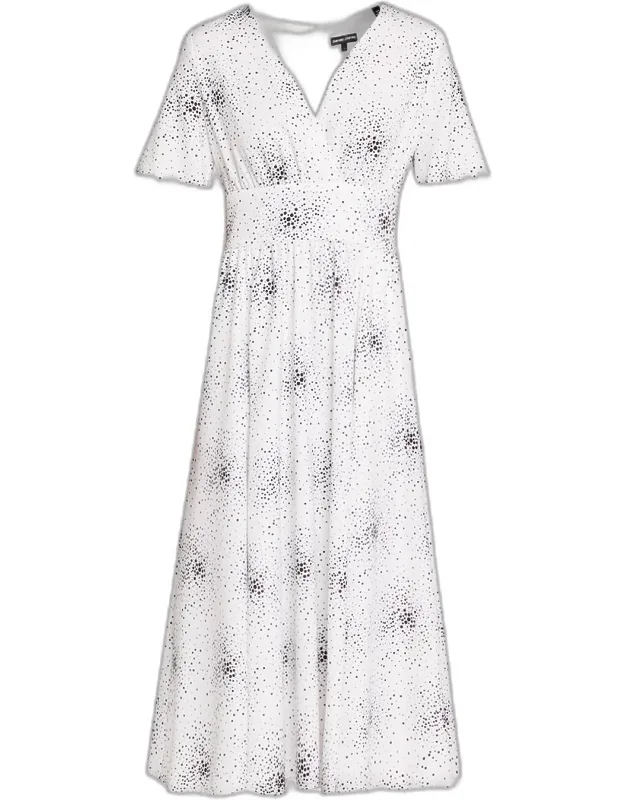 Flutter-sleeve Midi Dress