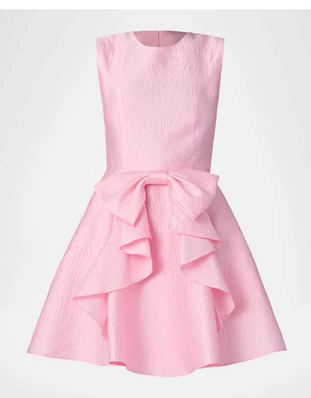 Bow-embellished Jacquard Mini Dress