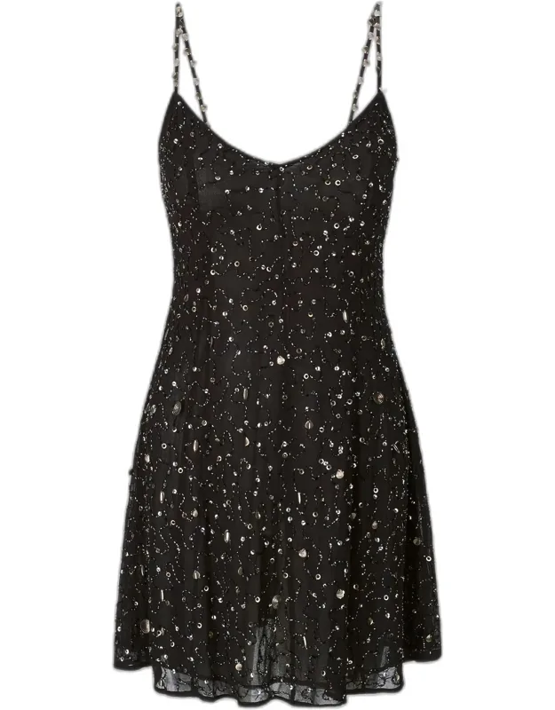 Embellished Tulle Mini Dress