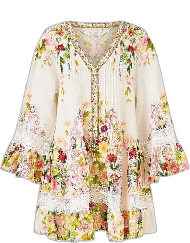 The Call Of Catalonia V-neck Tiered Mini Dress