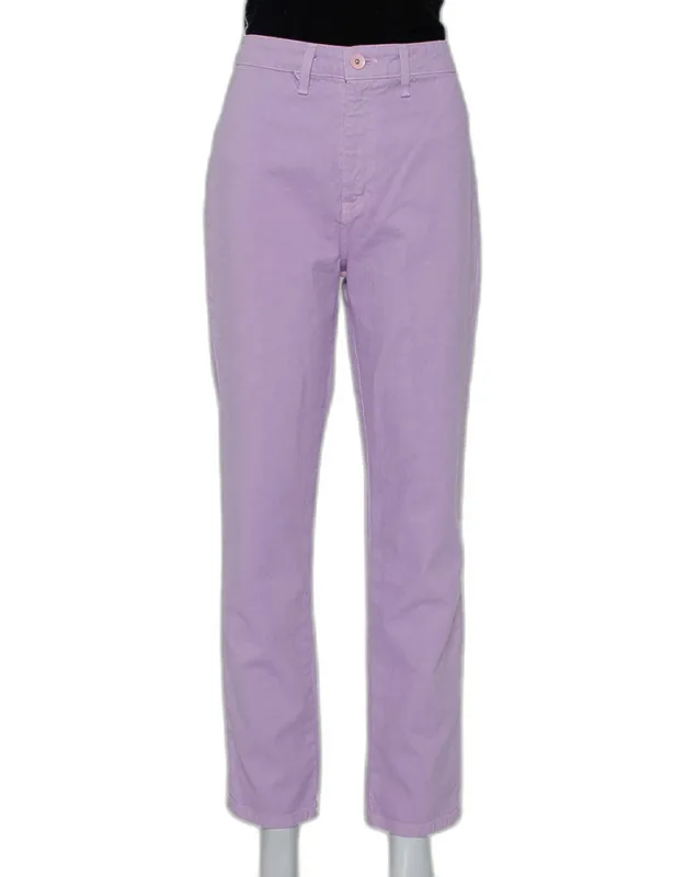 Lilac Denim Contrast Pocket Detail High Rise Jeans